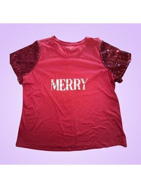 Lane Bryant Merry Sequin Sleeve Holiday Top | Plus Size 18/20